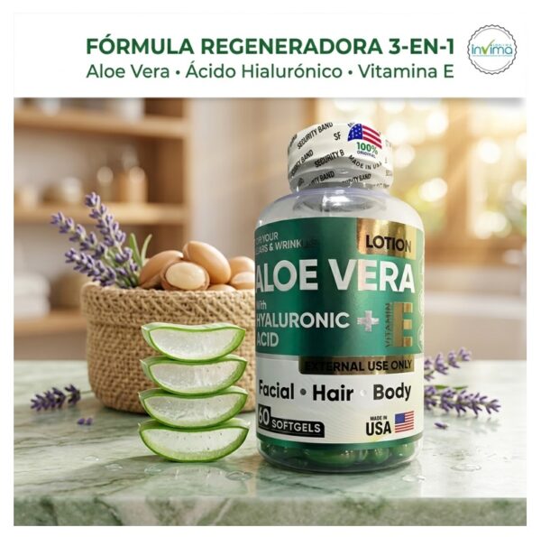 Aloe Vera + Ácido Hialurónico Facial x 60 softgels