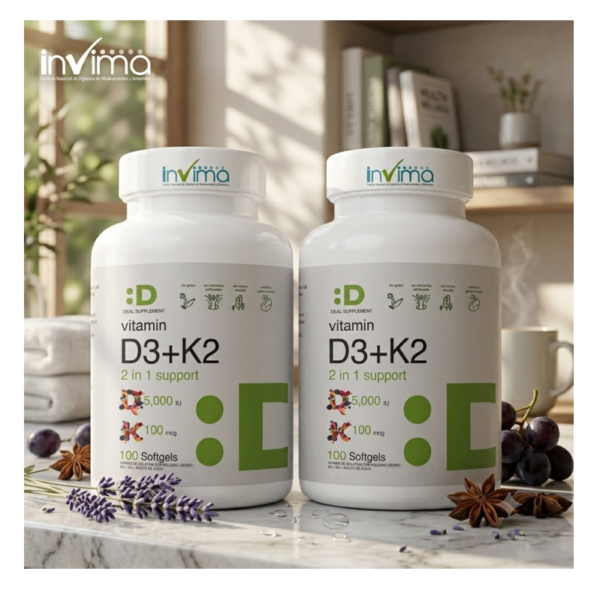 Vitamina D3 + K2 x 100 Softgels / Combo x 2 unid